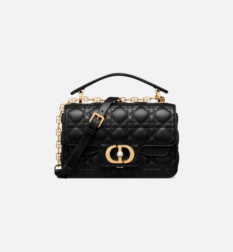 Small Dior Jolie Top Handle Bag Black Cannage Calfskin | DIOR