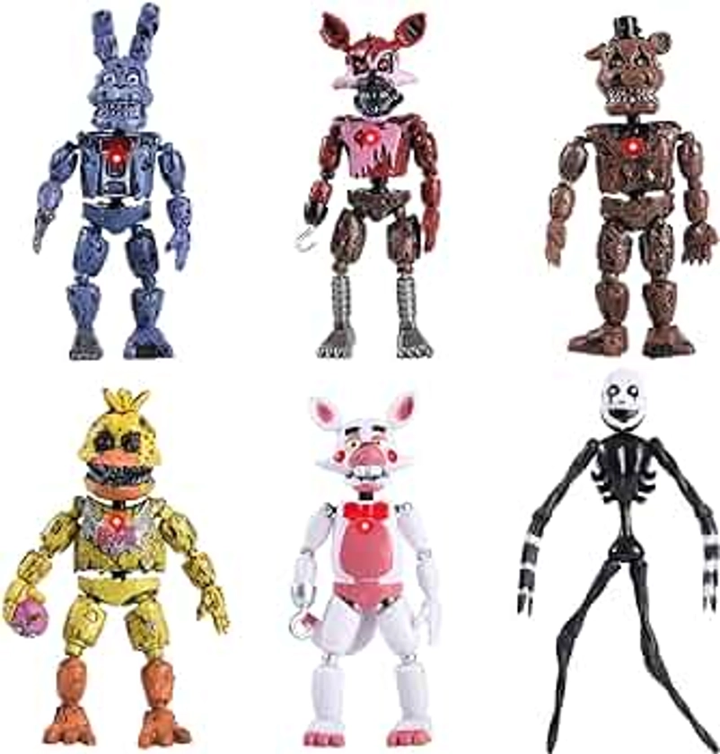 6 Pack Horror Game Figures Toys Set, Inspired by The Game Five Night Figures, Fun Action Simulator with Movable Joints Toys