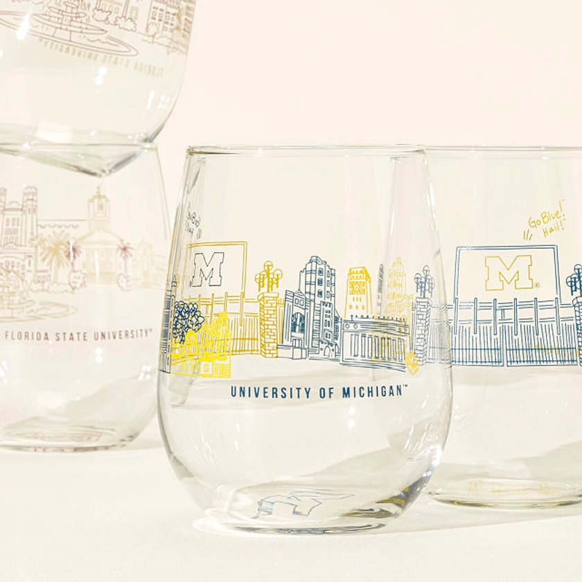 College Cityscape Wine Glasses - Set of 2 | Alumni Gift