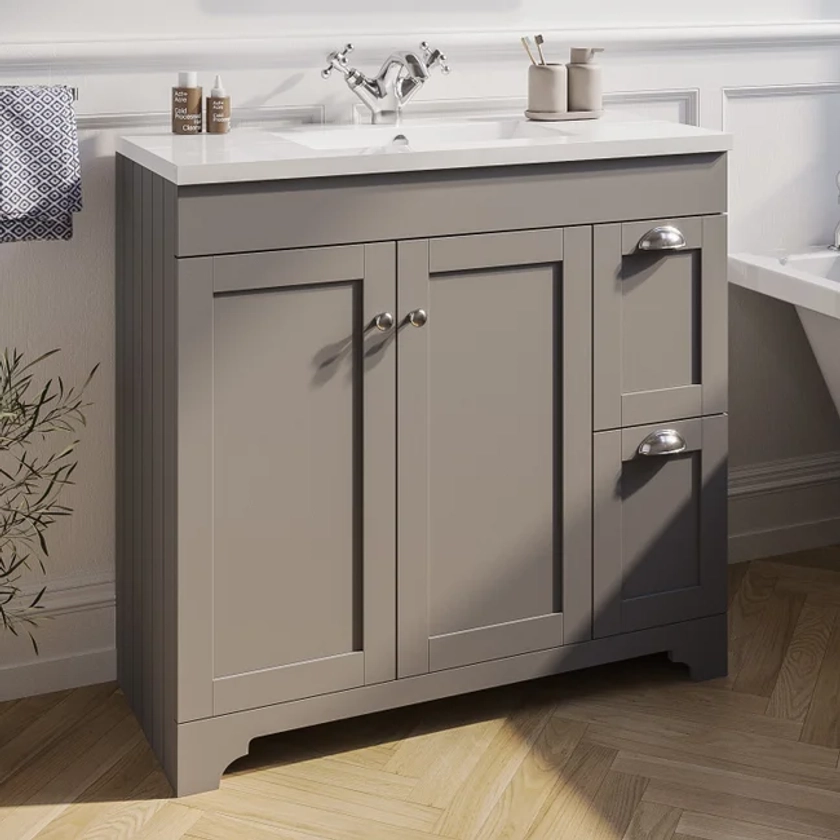 900mm Grey Freestanding Vanity Unit with Basin - Baxenden - Better Bathrooms