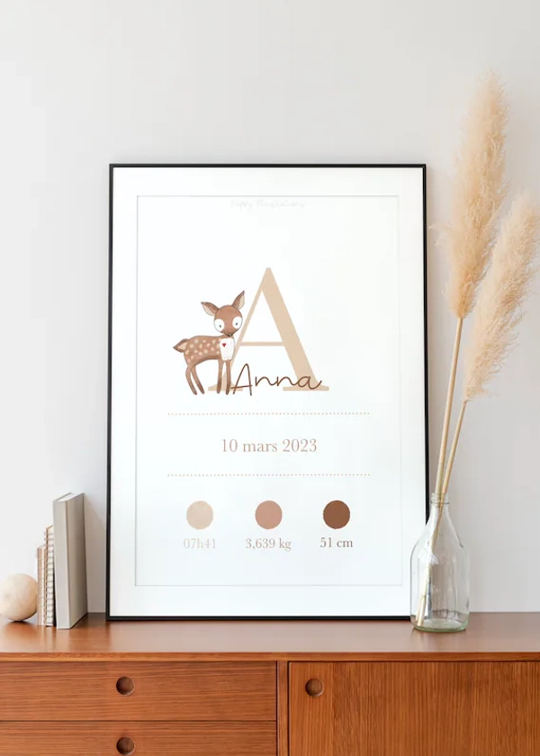 Cadeau - Naissance - Illustration personnalisée / anniversaire, grossesse, naissance, amis, famille, personalised gift, home decor