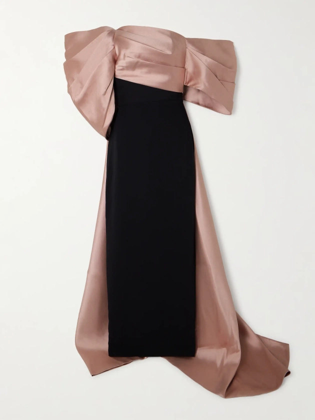 SOLACE LONDON Raye off-the-shoulder draped crepe and satin-twill gown | NET-A-PORTER