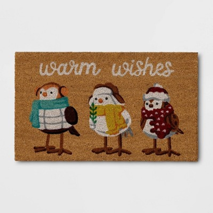 1'6"x2'6" Christmas Bundled Birds Coir Doormat White - Wondershop™