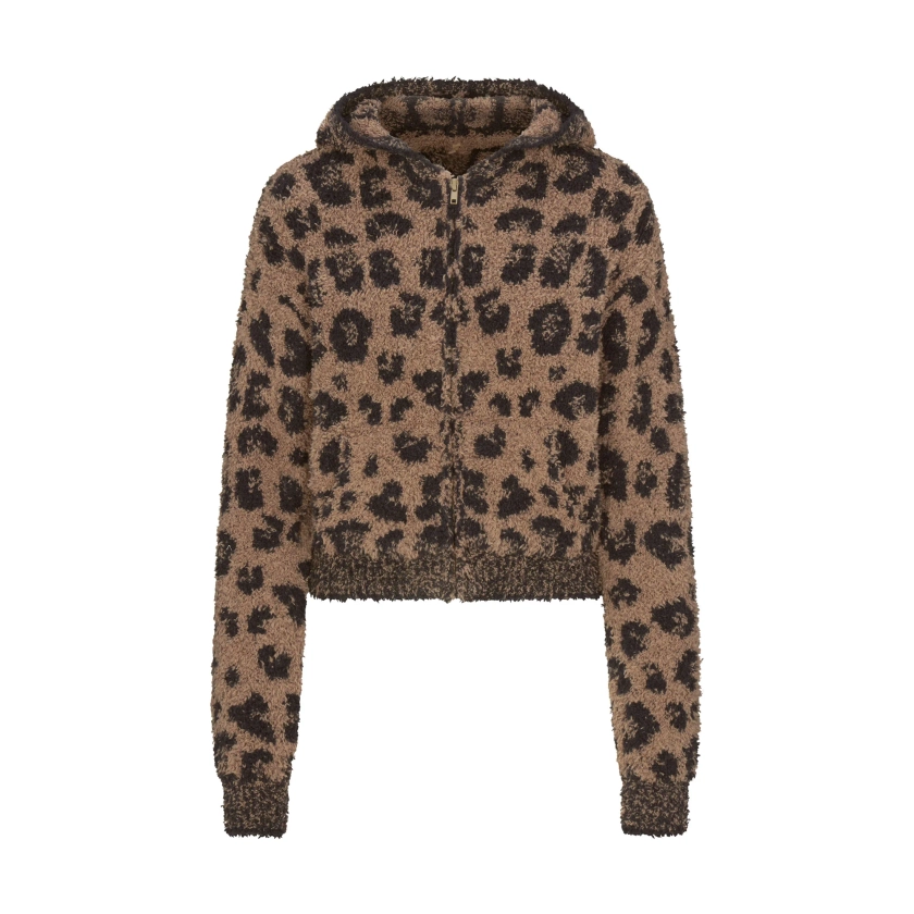 COZY KNIT ANIMAL EAR HOODIE | LEOPARD PRINT