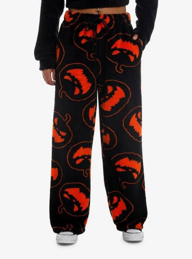 Black Pumpkin Girls Fuzzy Pajama Pants | Hot Topic