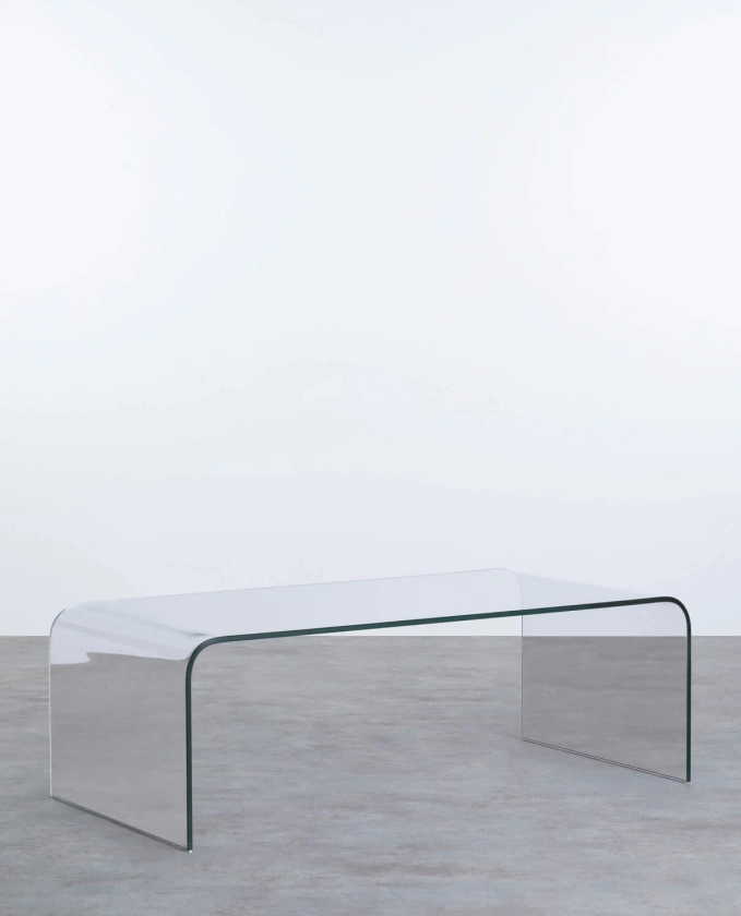 Table Basse Rectangulaire en Verre Trempé (120x60 cm) Curve 