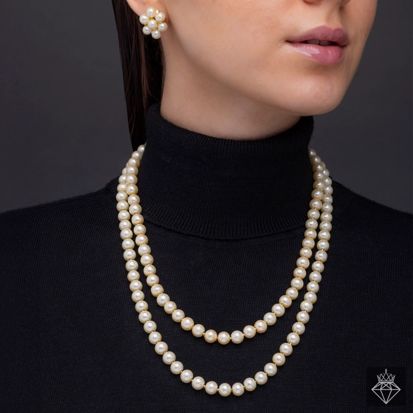 PRAO Multilayered Pearl Necklace Set With Earrings