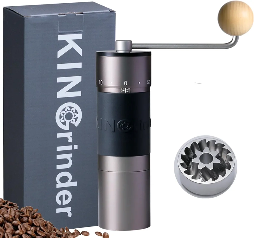 KINGrinder K6 Molinillo de café manual con 200 grados de molienda ajustables para Aeropress, French Press, Drip, Espresso, 35 g de capacidad