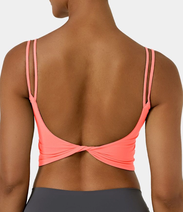 Women’s Double Straps Backless Twisted Cropped Yoga Tank Top - Halara 