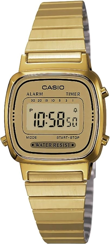 CASIO Women's CLASSIC VINTAGE Quartz Watch with Stainless Steel Strap, Gold, 10 (Model: LA670WGA-9)
