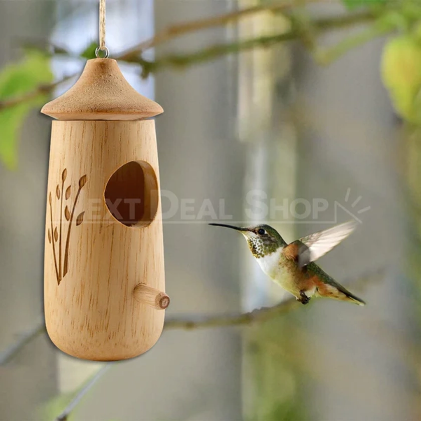 Natural Wooden Hummingbird House