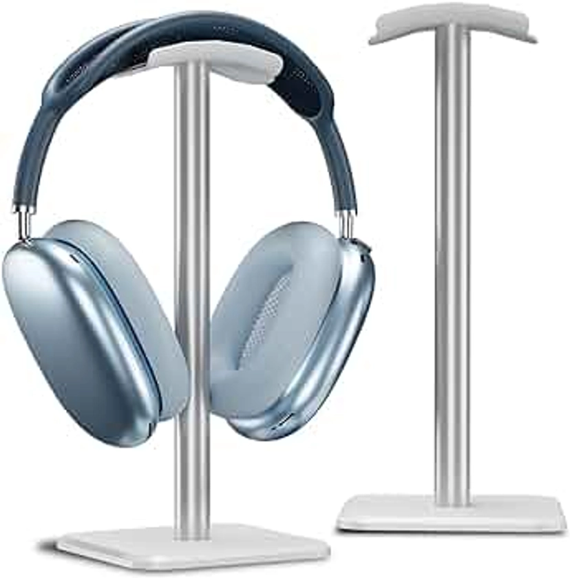 Alyvisun Headphones Stand [Weighted Base & Taller Height] Headset Holder Stand, Universal Headset Desk Hook for All Gaming Headset/Desktop Earphones, Silver