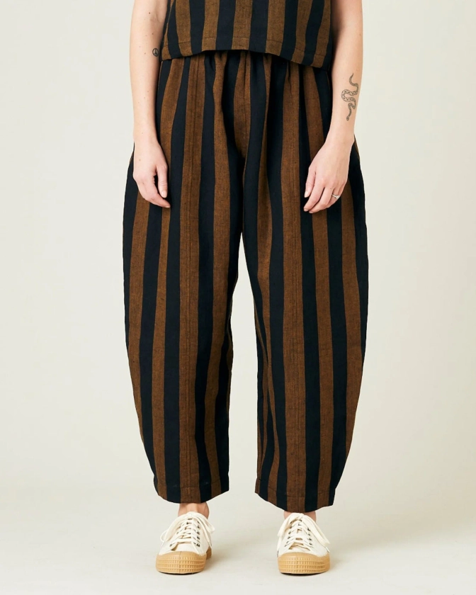 Mabel Rust And Black Stripe Linen Trousers