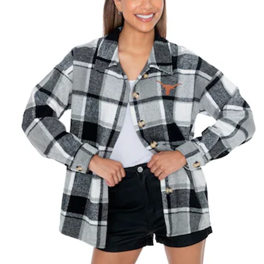 Women's Gameday Couture Ash Texas Longhorns Foundation Full-Button Long Sleeve Overshirt