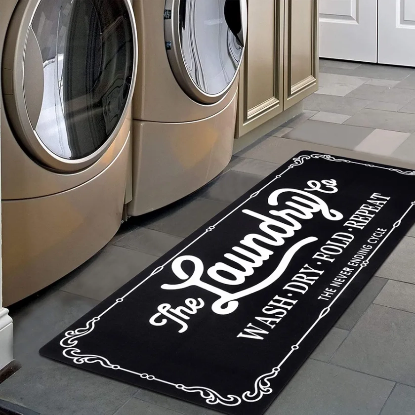 Pauwer Farmhouse Laundry Room Rug Runner 20"X48" Non Slip Kitchen Rugs and Mats Laundry Room Decor Washable Rugs Carpet Runner for Kitchen Floor Laundry Room Bathroom Hallway Entryway Area Rugs