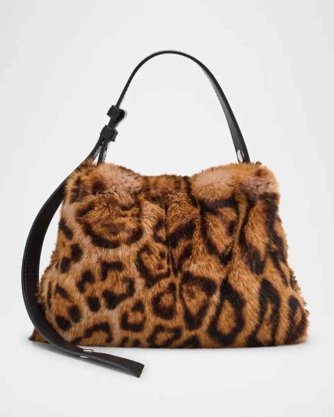 SIMONMILLER Puffin Mini Cheetah Faux Fur Shoulder Bag