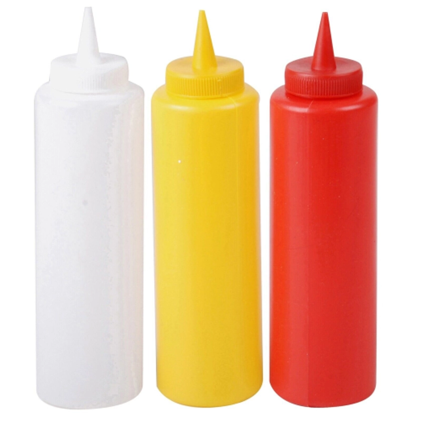 Squeeze Sauce Bottles Plastic Mayo Ketchup Mustard Squeezy 350ml 3x on OnBuy