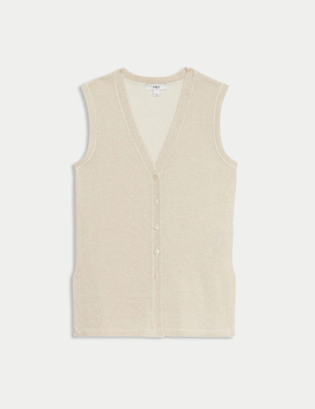 Metallic V-Neck Knitted Waistcoat | M&S Collection | M&S