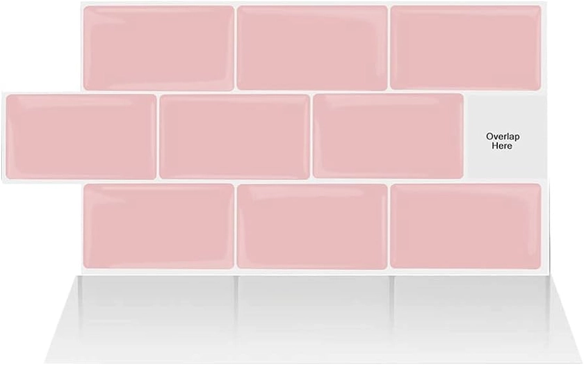 Alwayspon 10 Sheet Pink 3D Vinyl Wall Tile Sticker Transfers,Peel and Stick Self-adhesive Waterproof Splashback Stick on Tile Decals for Kitchen Bathroom Wall, 12inchx6inch : Amazon.co.uk: Home & Kitchen
