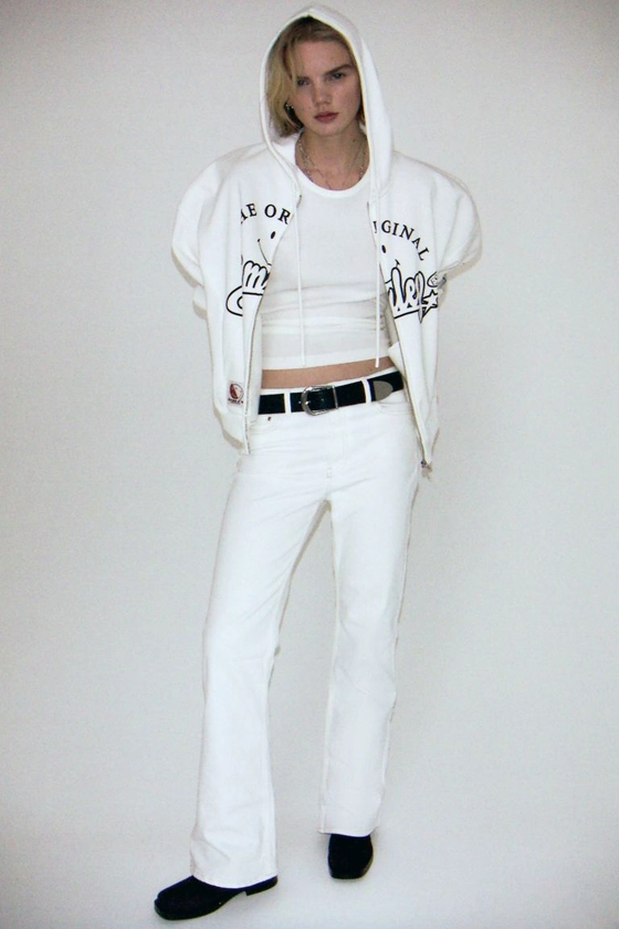Veste oversize imprimée avec capuche et zip - Blanc/Smiley® - FEMME | H&M CH