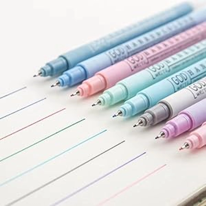 Amazon.com : HANKU Colored Fineliner Pens, 0.38mm Fine Tip Pens, 8 Colors Fine Point Pen, Bible Journaling Planner Micro Pens Set for Writing, Drawing, Note Taking, Bullet Journaling : Office Products