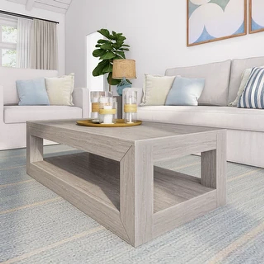 Plank and Beam Modern Rectangular Coffee Table with Shelf - Bed Bath & Beyond - 39997440