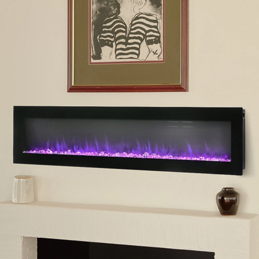 Black Electric Fire Wall Mounted or Freestanding Fireplace Heater 9 Flame Colors with Remote Control 40 inch on OnBuy