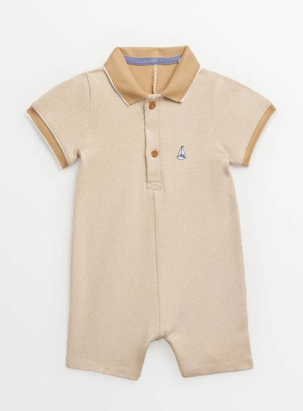 Stone Polo Knitted Short Sleeve Romper 6-9 months