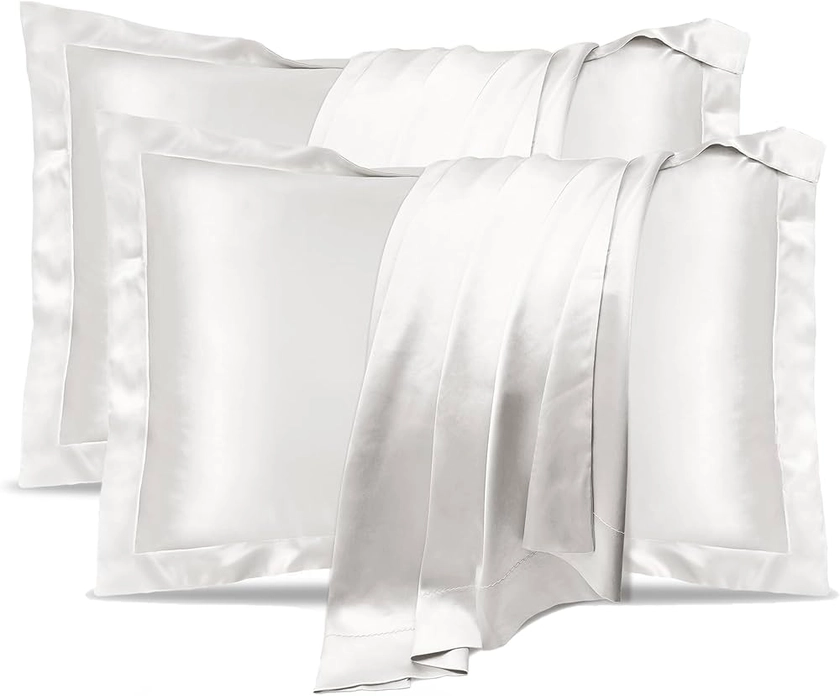 Silk Pillowcase 2 Pack,100% Natural Mulberry Silk Pillowcase for Hair and Skin Health,Standard Size 50 x 75 cm Silk Pillow Case,Soft Smooth Cooling Premium Grade Silk Pillow Covers for Sleeping(White) : Amazon.co.uk: Home & Kitchen