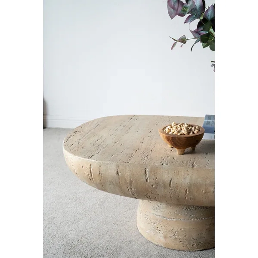 Bowl-shaped Coffee Table Oval Cement Coffee Table Living Room Art Center Coffee Table Versatile Entryway Table - Bed Bath & Beyond - 40191725