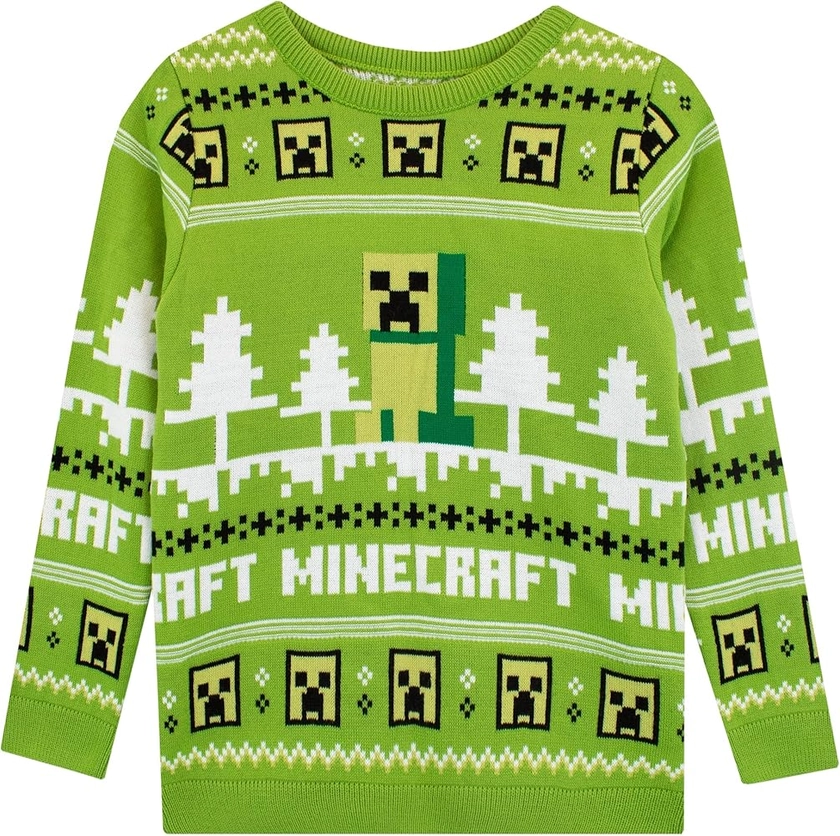 Minecraft Boys Christmas Jumper Green 10-11 Years : Amazon.co.uk: Fashion