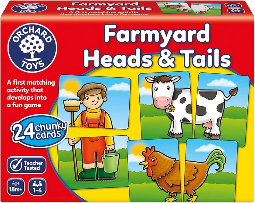 Orchard Toys Farmyard Heads & Tails Game - Matching & Pairing Memory Game - Educational Toddler Toys and Games for Boys and Girls 18-Month-Old+ - Early Years Animal Pairs/Snap Cards - 1-4 Players : Amazon.co.uk: Toys & Games