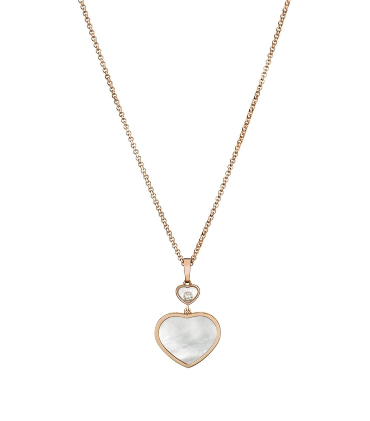 Chopard Rose Gold and Diamond Happy Hearts Pendant | Harrods UK