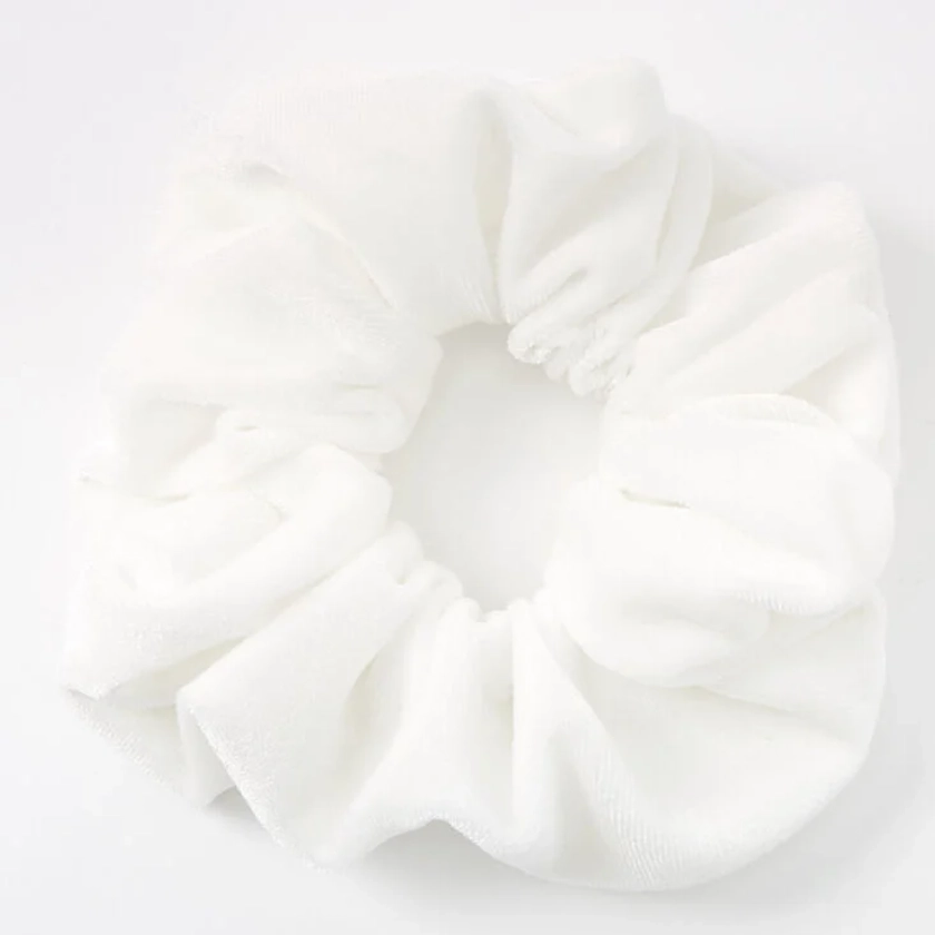 Medium Velvet Hair Scrunchie - White