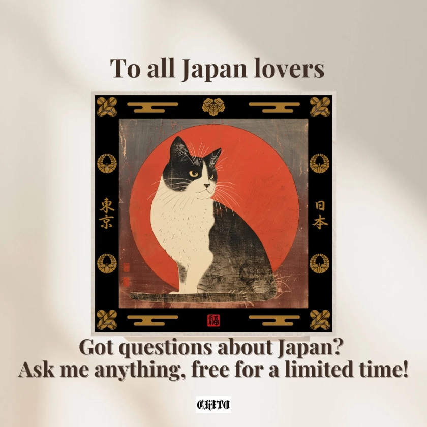 Japan Lover Housewarming Gift Cat Ukiyo-e Print New Home Decor Black White Kitty Poster Present Wall Art Moving Celebration Artwork Cat Fan - Etsy Japan