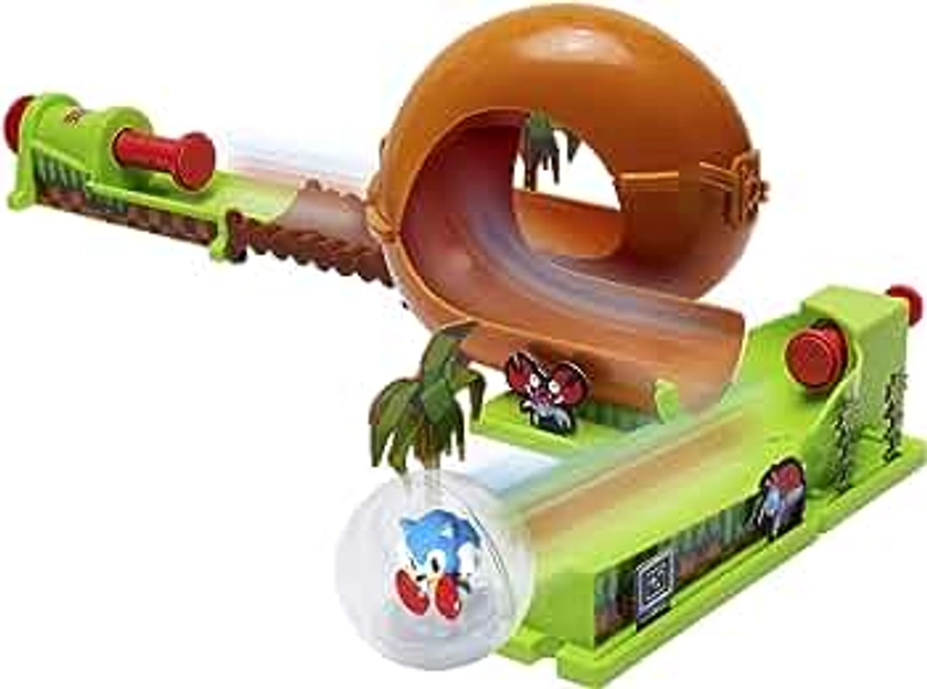 Sonic The Hedgehog Pinball Green Hill Zone Pinball Track Play Set |Looping Action & Automatic Bumper | 9Piece with Exclusive Sonic Sphere Included