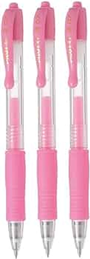 PILOT G2 Retractable Pastel Gel Ink Rollerball Pens, Fine Point 0.7mm, Pink, 3 Count