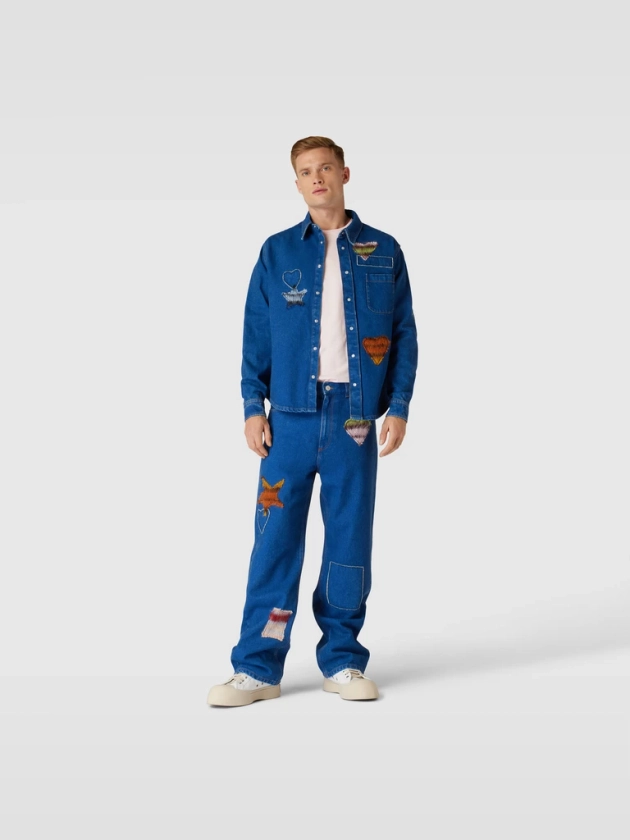 Marni Relaxed Fit Jeans mit Motiv-Patches (ozean blau) online kaufen