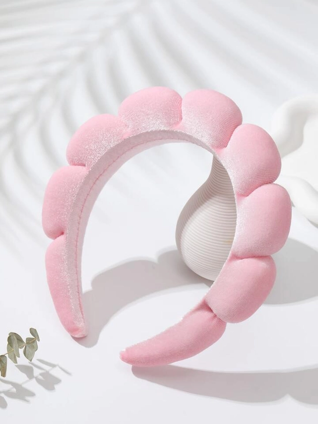 1pc Velvet Hairband For Spa, Skin Care, Makeup, And Hairstyling
