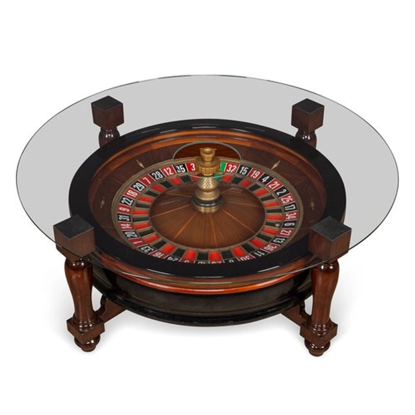 Table Basse avec Roue de Roulette Casino, 1980s