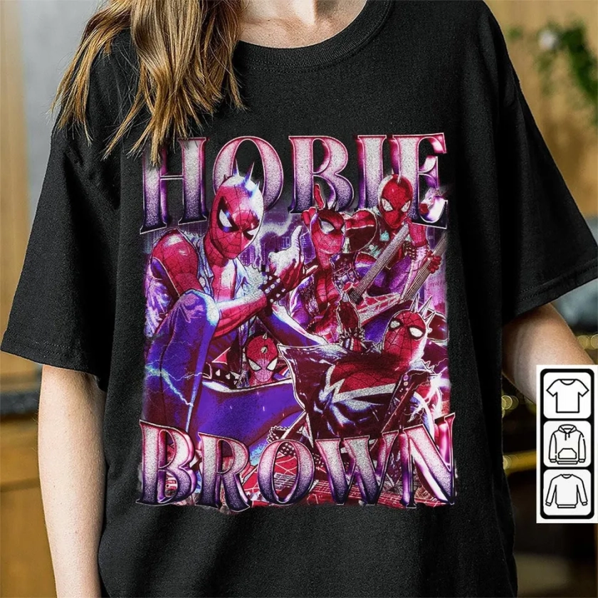 Hobie Brown Movie Shirt, Spiderman Across The Spider-Verse Vintage tshirt Men's Heavyweight T-shirt S Black sold by Rabbit | SKU 42983836 | Printerval