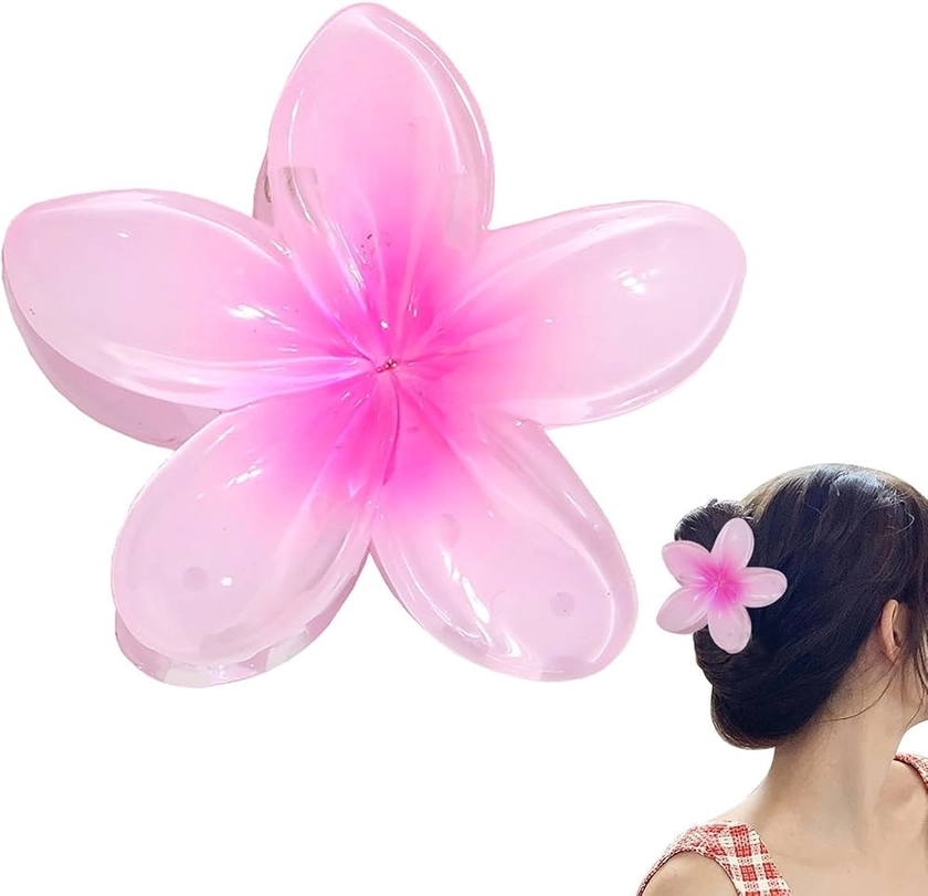 Pinces à cheveux à fleurs – Pinces à cheveux à fleurs hawaïennes, pinces à cheveux Plumeria, pinces à griffes de fleurs pour cheveux épais et cheveux fins, accessoires pour cheveux pour femmes