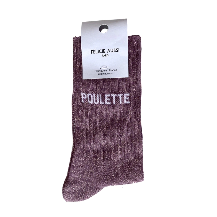 Chaussettes Poulette à paillettes 36/40 - Raisin