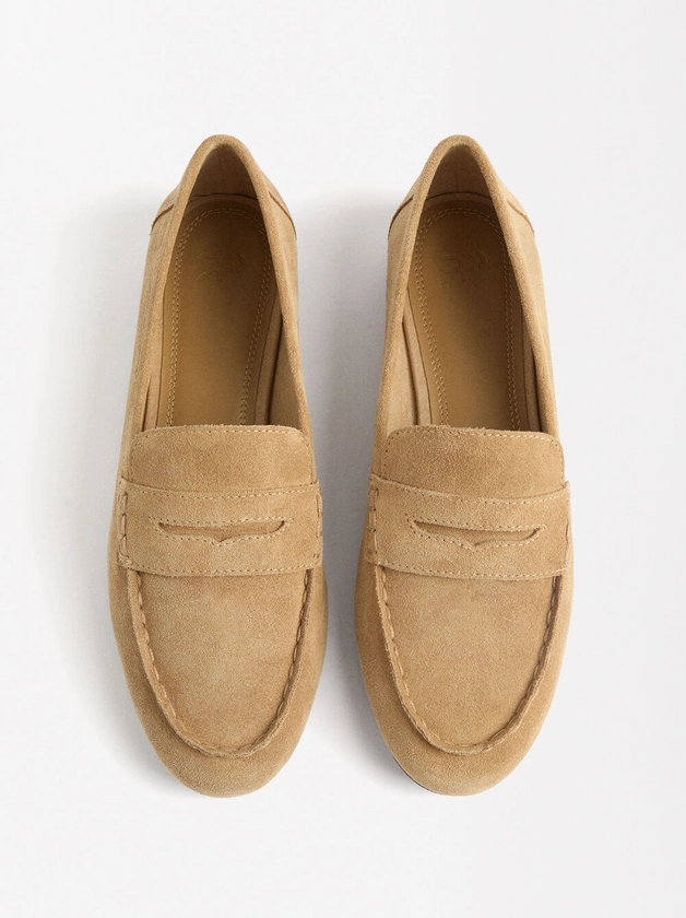 Suede Leather Loafers Brown | Parfois