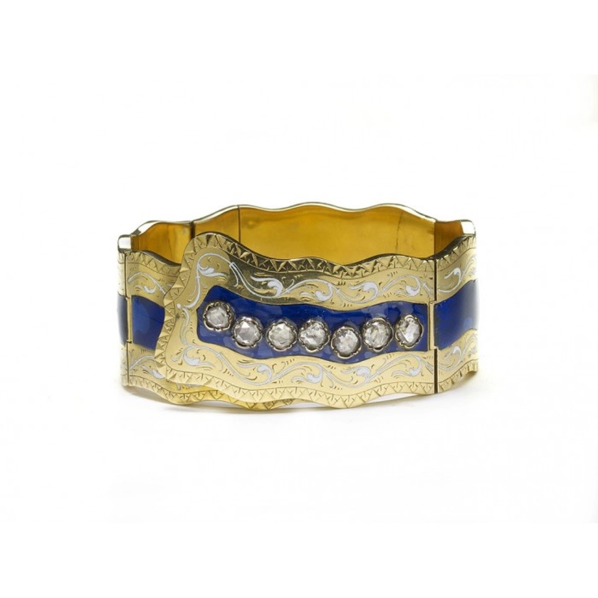 Victorian Enamel and Gold Bangle