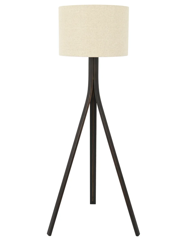 Bennett 1 Light Floor Lamp in Walnut with Natural Shade | Beacon Lighting