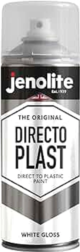 JENOLITE Directoplast Gloss Paint | WHITE | Multi Surface Spray Paint | For All Types Of Plastic | No Primer Required | 400ml | RAL 9016