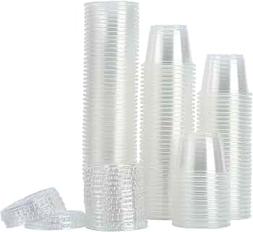 [200Sets-1oz] Small Plastic Containers With Lids, Jello Shot Cups,Souffle Condiment Sauce Cups