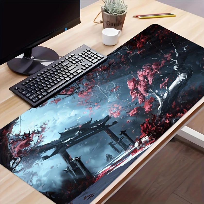 Temple Desk Mat Desk Pad Large Gaming Mouse Pad E-Sports Office Keyboard Pad Computer Mouse Non-Slip Computer Mat Gift For Boyfriend/Girlfriend