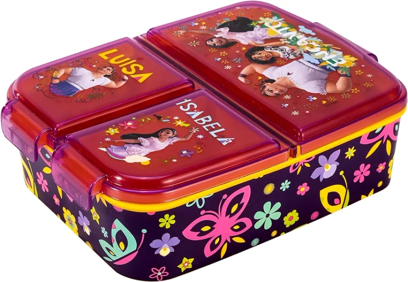 Zawadi Global Encanto Kids Childrens Multi Compartment Rectangular School Travel Lunch Food Box Sandwich Bento Container, BPA Free